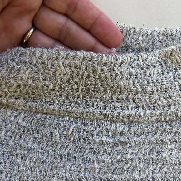Free People Gray Crewneck Women's Size Small Linen Blend Loose Knit Sweater - Picture 10 of 15